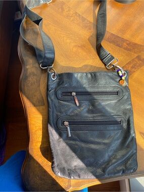 Black genuine leather purse